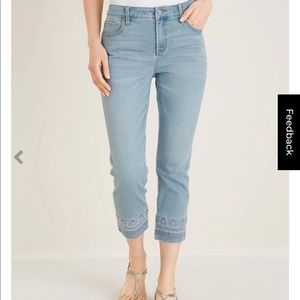 Chicos girlfriend slim leg metallic hem jeans, 4P